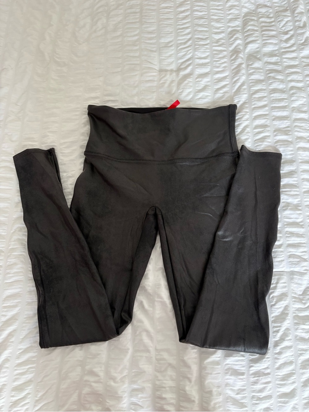 SPANX Black Leggings with Red Brand Tag